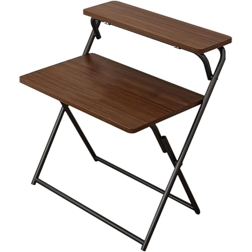 Mesa plegable para computadora con soporte para monitor, marco de metal resistente, no requiere montaje, ideal para el hogar, la escuela, la oficina y el dormitorio