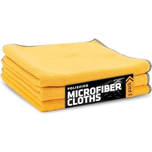 VIKING Microfiber Cleaning Cloth for Car Detailing Kit, Polishing Towels, Car Wax Removal Cloths, Yellow, 16 inch x 16 inch, 3 Pack