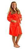 BY LORA Free Momogram, Hooded Bathrobe for Boys Girls Teenagers Petites, Medium Size, Coral Color