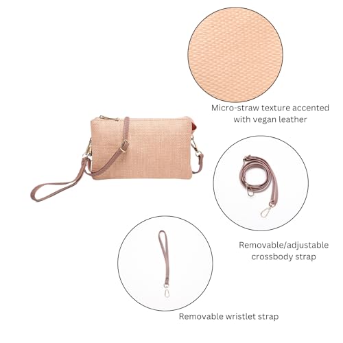 JEN & CO. Riley Micro Straw Small Crossbody Bags Vegan Leather Wristlet Wallets Clutch Purses Shoulder Handbag for Women4
