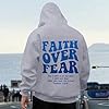 Generisch Hoodie for Men with Faith Over Fear Print Hoodie Men Autumn Winter Top Hooded Jacket Sweat Jacket Outdoor Jacket Windbreaker Men's Sports Jacket Autumn Jacket Halloween Costume, Light grey #2