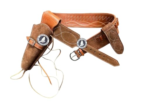 Suede Leather Western Cartridge Belt Cow Boy Holster 44 45. (Black Right & Left Hand, Size 2 (34