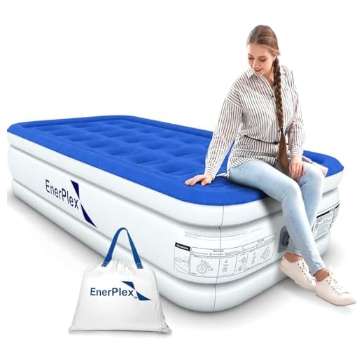 EnerPlex Twin Air Mattress for Camping, Home & Travel - 16 Inch Double Height Inflatable Bed w/ Built-in Dual Pump