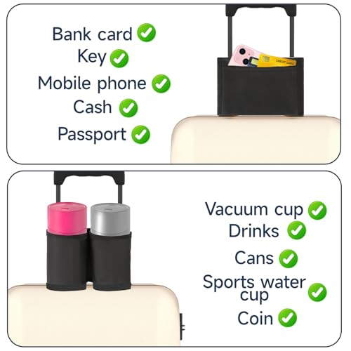 Image of Luggage Cup Holder Suitcases Cup Holder Luggage Drink Caddy Suitcase Beverage Cups Holders Travel Essentials for Flight Attendants Business Travelers, Black