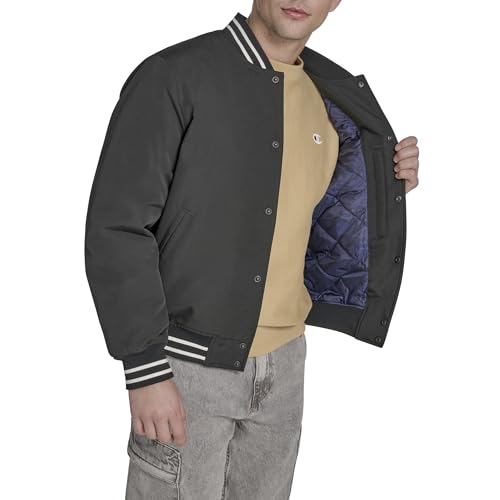 Image of Champion Men's Logo Striped-trim Varsity Jacket