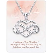 Infinity Love Heart Necklace - Sterling Silver Infinity Heart Pendant Necklace for Women and Girlfriends Valentines Day, Anniversary and Birthday Jewelry Gifts.