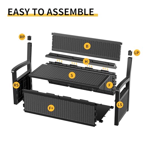 image for PatioZen 80 Gallon Outdoor Storage Bench Deck Box Waterproof Lockable,