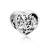 NINGAN Love You Mum Charm for Charms Bracelet 925 Sterling Silver Love Heart Charm Bead for Necklace