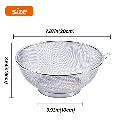 2Pcs Stainless Steel Mesh Colander Strainer Basket Drainer- Fine Mesh Strainer Rice Washing Bowl, Colander Sieve Sifters #TOP1