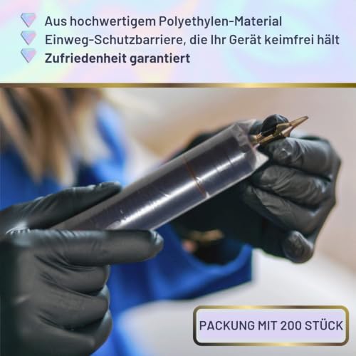 BRAWNA 220 Stück PMU Maschinenhüllen – Transparente Pen Covers für Tattoo & PMU Maschine – Microneedling & Microblading Schutzhüllen – Hygienische Einweg PMU Supplies