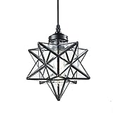 YOBO Lighting Clear Glass Moravian Star Pendant Lights Chandelier, 8 Inch