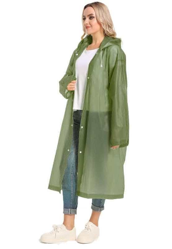 Image of OKARA EVA Waterproof Rain Coat Hooded Outdoor Water Resistant Suit Portable Men and Women