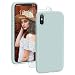 Produktbild ProBien Hülle für iPhone X/iPhone XS, Silikon Handyhülle mit Panzerglas, Anti-Fingerabdruck Schutzhülle Kratzfest Bumper Case Cover für iPhone X/iPhone XS-Baby Mint