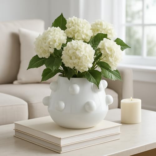 Sagebrook Home Ceramic Planter 8" White Tapered Bubble Planter by Sagebrook Home - Used condition - US$25.58