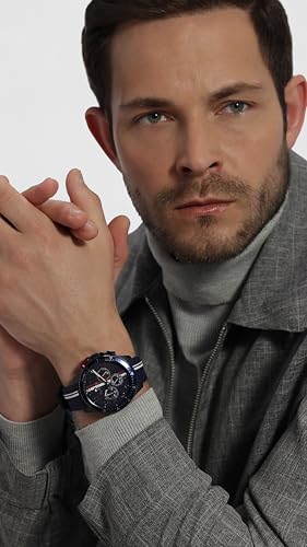 Image of Tommy Hilfiger Bank Quartz Analog with Blue Dial Blue Silicone Strap Watch for Men - TH1792169