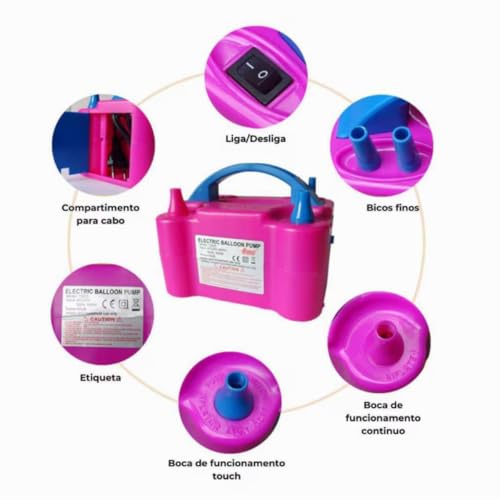 Inflador Compressor Elétrico para Balões e Bexigas – Bomba de Ar 110V, Rápido e Eficiente para Festa
