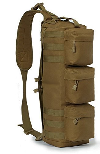 Ultimate Arms Gear Coyote Tan Tactical Assault Grab and Go Bug Out Bag Molle Adjustable Ambidextrous Shoulder Strap Sling Multi-Functional Utility Pouch Compartment Sling Equipment Field Messenger Gym Hiking Camping Backpack Pack Holds Heavy Duty Gear Water Bladder and Survival Tools