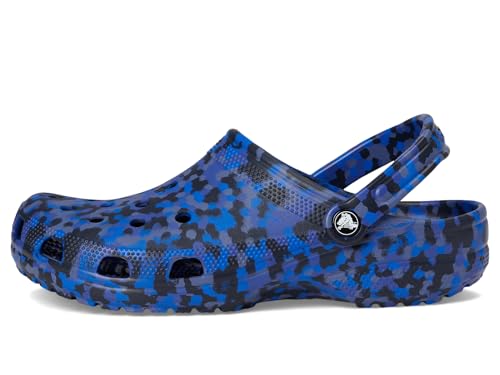 Image of Crocs Unisex Classic Marbled Tie-Dye Clog, Blue Bolt /Multi Confetti, 13 Women /11 Men, Medium
