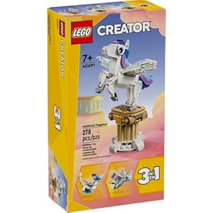 LEGO Creator 3 in 1 Mythical Pegasus, Gift for Grandchildren, Girls and Boys, Buildable Toys, 40691 (278 Pieces)