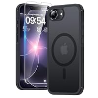 TAURI for iPhone 17e / iPhone 16e Case 6.1" with Screen Protector, Compatible with MagSafe, Military-Grade Protection, [Anti-Yellowing] Shockproof Transparent Magnetic Phone Cover - MatteBlack