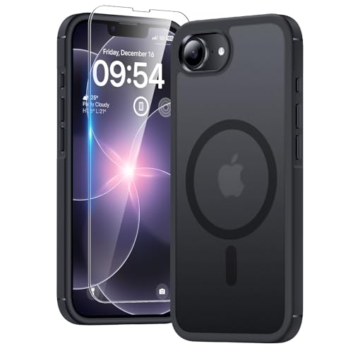 Image of TAURI for iPhone 17e Case /for iPhone 16e Case Compatible with MagSafe Black | with Screen Protector, Military-Grade Protection, Shockproof Slim Magnetic Case for iPhone 16e / 17e