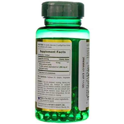Nature's Bounty Garlic Extract 1000 Mg, 100 Rapid Release Softgels (Pack Of 2) #TOP6