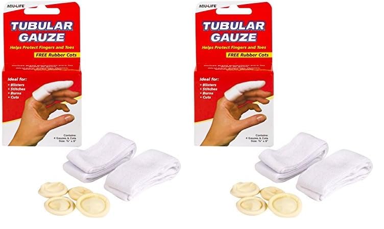 Finger Cot and Gauze | Cotton and Rubber | Includes 4 Gauze Tubes & 4 Cots (Pack of 2)