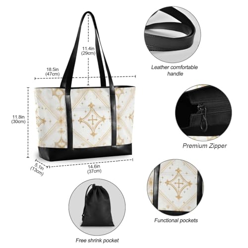 Cross Cream White Holiday Gold professional tote bags for laptops with zipper work handbags for college with tablet bolsas para computadoras de mujer4