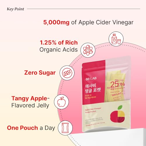 NUTRIONE BB LAB Apple Cider Vinegar Jelly – 5,000mg Per Pouch, Zero Sugar, 20g x 14 Packs, Premium Korean Apple Cider Vinegar, Convenient, Delicious & Refreshing Apple Flavor - image 2