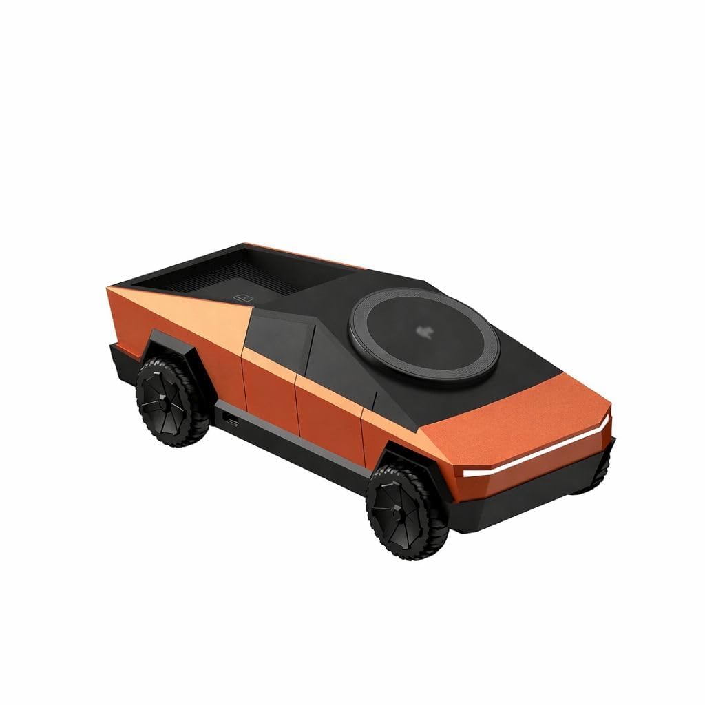 CyberDock 3-in-1 Wireless Charging Station | Qi2 Certified Magsfe Charger for Phone Watch, Pods, Rotating Charger with Ambient Light – Sliver (Orange)