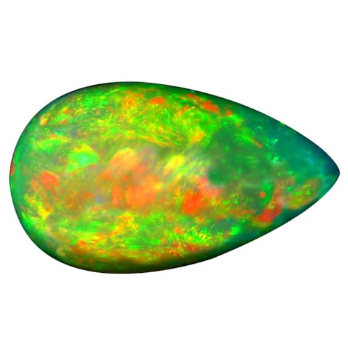 Opale arc-en-ciel Éthiopie 4.36 ct | Pierre précieuse naturelle en vrac poire cabochon 17x10mm