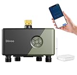 Diivoo WiFi Sprinkler Timer for Garden Hose, 4 Zones Smart Water Timer with Brass Inlet, WiFi & Ethernet Connection, Compatible with Alexa/Google, 24 Irrigation Plans, Rain Delay & Mist Mode for Lawns