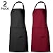 Produktbild PAMIYO Schürze Kochschürze 2 Pack Küchenschürze verstellbare Schürzen mit 2 Taschen für Küche Garten BBQ Chef Kellner Bäcker (Schwarz + Rot)