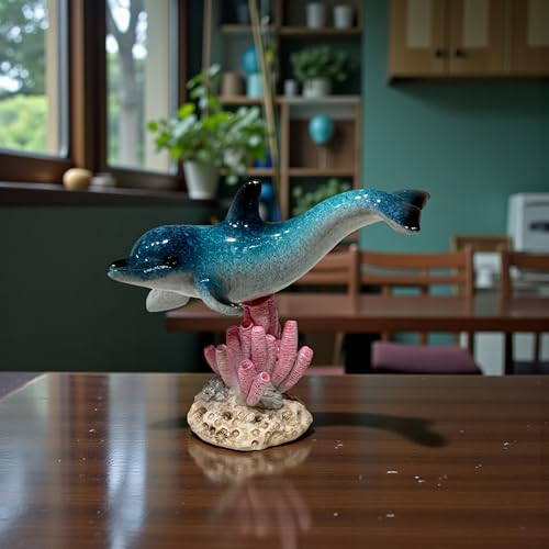 Image of AUGEN Polyresin Two Dolphins Statue Showpiece for Home Decor Decoration and Gifting (Set of 2)(1767F13, 10.5cm)