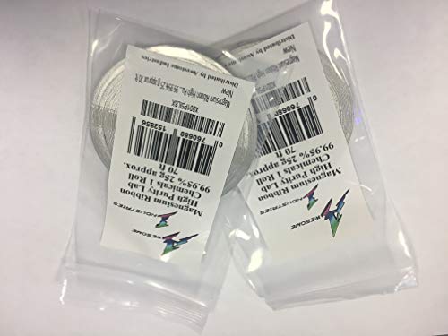 2 Pack Magnesium Ribbon High Purity Lab Chemicals 2 Rolls 99.95% 25 g Approx 70 ft Awesome Industries