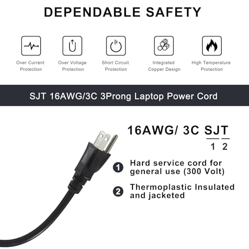 Image of Computer Y Splitter Power Cord, 3FT NEMA 5-15P to 2X IEC60320 C13 Female 2 Ways Outlet AC Power Cord, SJT 16AWG Universal Laptop 3 Prong Power Cable, C13 Y Spliiter for Monitor /TV /Printer