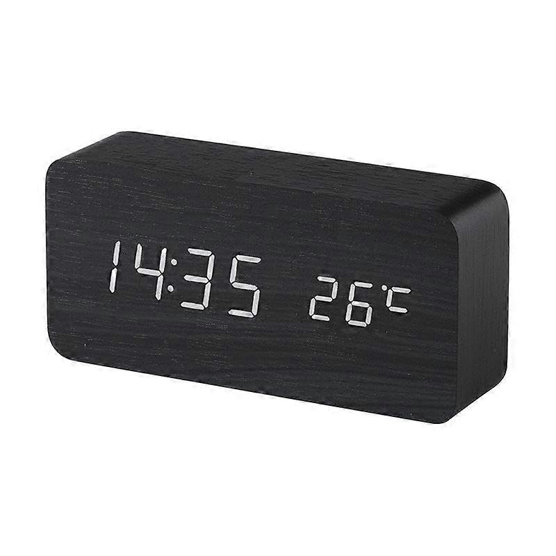Réveil numérique en bois noir Dww avec LED et contrôle sonore pour table