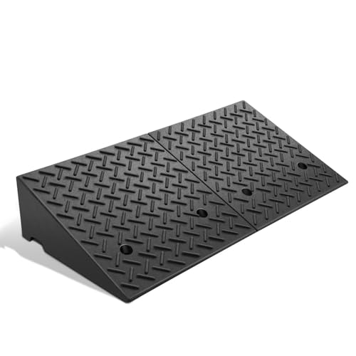 DNA Motoring 7.7' Rise Rubber Curb Ramp Heavy Duty Loading Driveway Ramp Threshold Ramp 39' L x 19.7' W x 7.7' H for Loading Dock, Warehouse, Wheelchair, Motorcycles, Cars, TOOLS-00654