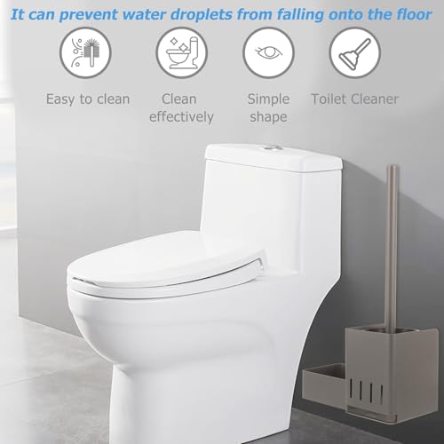 Porte-brosse WC mural avec support rangement et balai manche long - 7