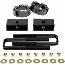 Richeer 3" Front and 2" Rear Leveling Lift Kit for 1999-2006 Tundra, 3" Front Strut Spacers and 2" Rear Black Leveling Lift Block Kit Extended Square U-Bolts, 3"+2" Height for 1999-2006 Tundra
