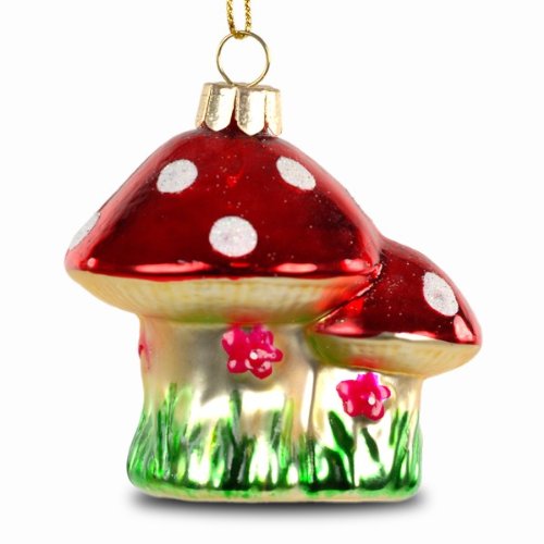 SIKORA BS217 Doppel Fliegenpilz Christbaumschmuck Glas Figur Weihnachtsbaum Anhänger