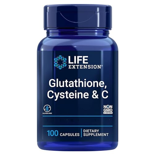 Life Extension, Glutathione Cystéine & C, Hautement Dosé, 100 Capsules végétaliennes, Sans Gluten, Végétarien, Sans Soja, Sans OGM