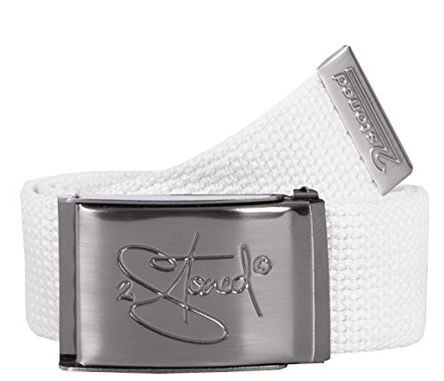 Original 2stoned Tresor Gürtel/Safe Belt in Weiß 4cm breit mit matter Schnalle + Flaschenöffner