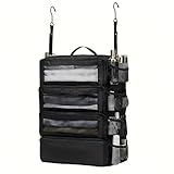 Klyyo Clyro Back to School Hanging Suitcase Organizer Black 4 Layer Dorm Room Clothes Storage Bag with Adjustable Hook Pack Hang Travel Organizer for College Dorms Summer Camp Closet