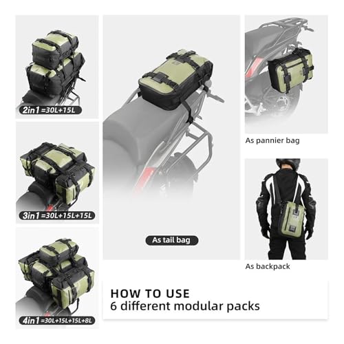 Bolsas Asiento Motocicleta impermeable 8L/15L/30L para sillín 5