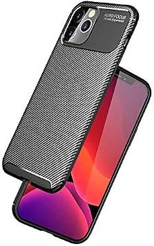 Spia Apple iPhone 12 Pro Max Case Black Carbon Silicone Original Flexible Thin Improved Durable Anti-Shock Protector New Generation Design (Apple iPhone 12 Pro Max, Black)