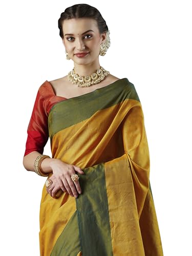 Image of AKHILAM Women's Aura Silk Solid Saree With Unstitched Blouse Piece(16AURA1601 PF Parent)