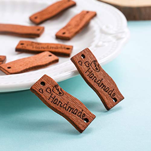 100 bottoni ad etichetta in legno fatti a mano