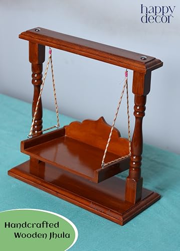 Image of Premium Polished Sheesham Wooden Laddu Gopal Jhula, Shri Krishna Swing Kanhaji, Thakurji, for Bal Gopal Idol, (Size:- 13 inchx12 inchx7 inch), Seat Size :- (8 inchx6 inch) 0 to 4 no Gopal ji (Royal Temple Jhula)