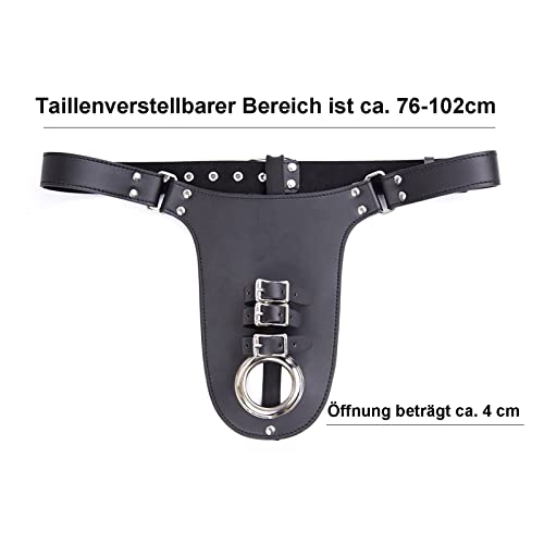 SUPKTHDY Herren Wetlook T-Back String Ouvert Dessous Leder Unterwäsche Mini Slip Offener Schritt Höschen Einstellbar Gürtel mit Schnalle Reizvolle Panties Clubwear